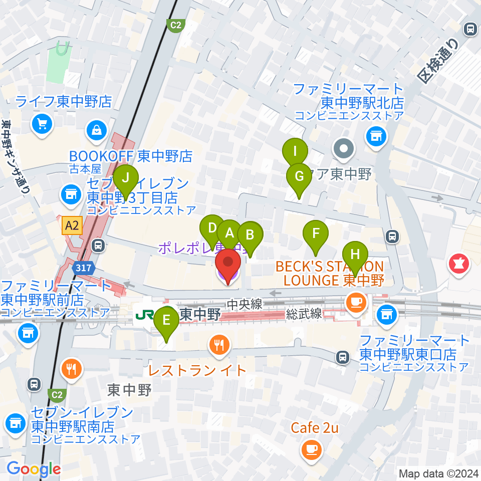 ポレポレ東中野周辺の駐車場・コインパーキング一覧地図