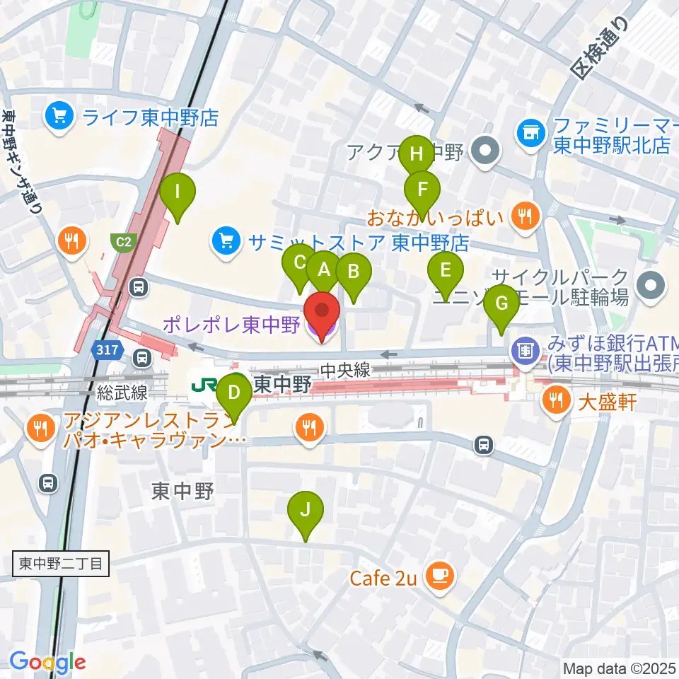 ポレポレ東中野周辺の駐車場・コインパーキング一覧地図