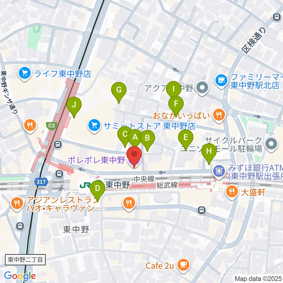 ポレポレ東中野周辺の駐車場・コインパーキング一覧地図