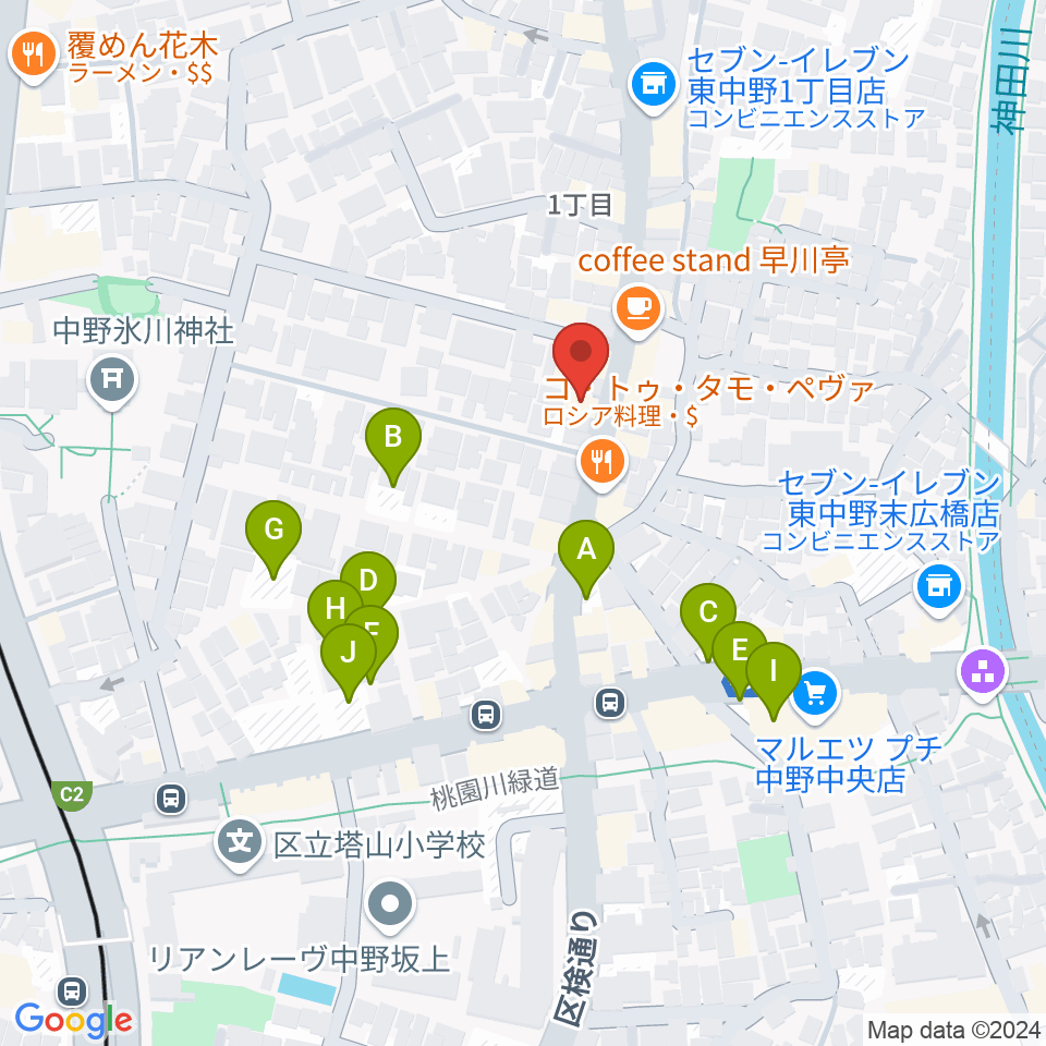 東中野バニラスタジオ周辺の駐車場・コインパーキング一覧地図