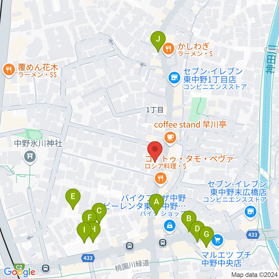 東中野バニラスタジオ周辺の駐車場・コインパーキング一覧地図