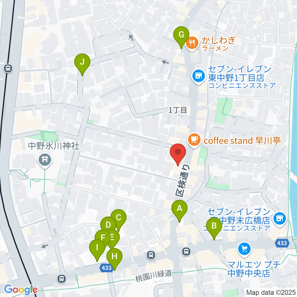 東中野バニラスタジオ周辺の駐車場・コインパーキング一覧地図