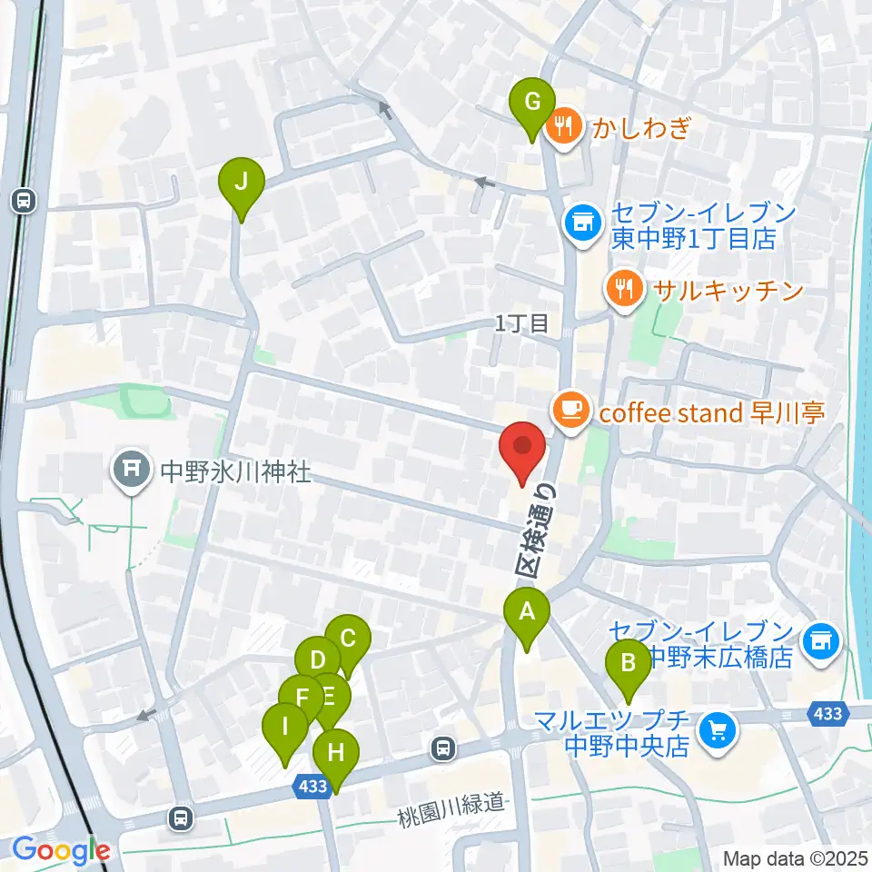 東中野バニラスタジオ周辺の駐車場・コインパーキング一覧地図