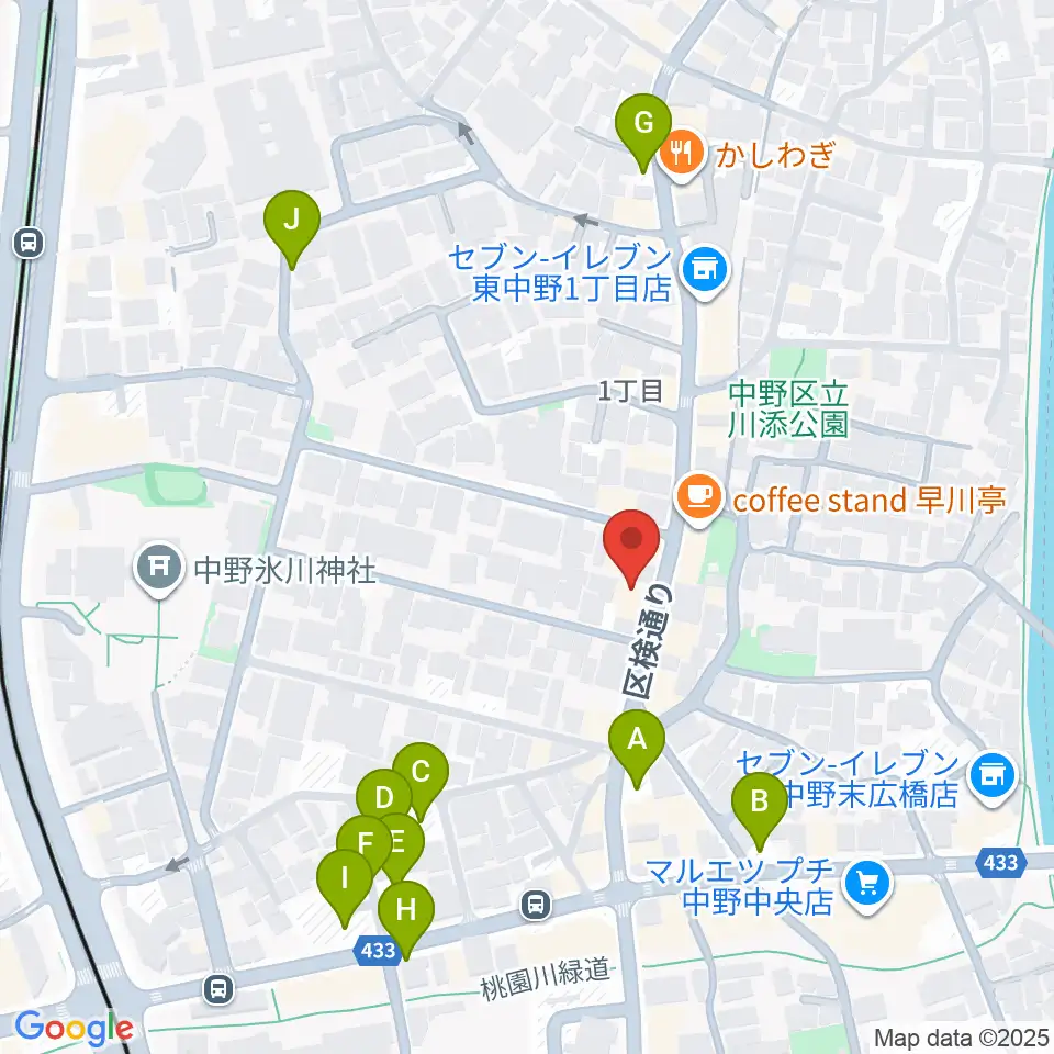 東中野バニラスタジオ周辺の駐車場・コインパーキング一覧地図