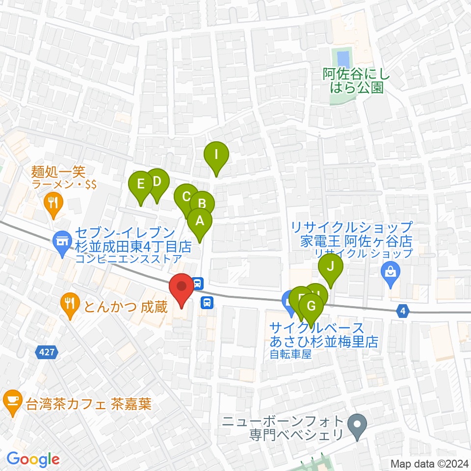 南阿佐ヶ谷ひつじ座周辺の駐車場・コインパーキング一覧地図