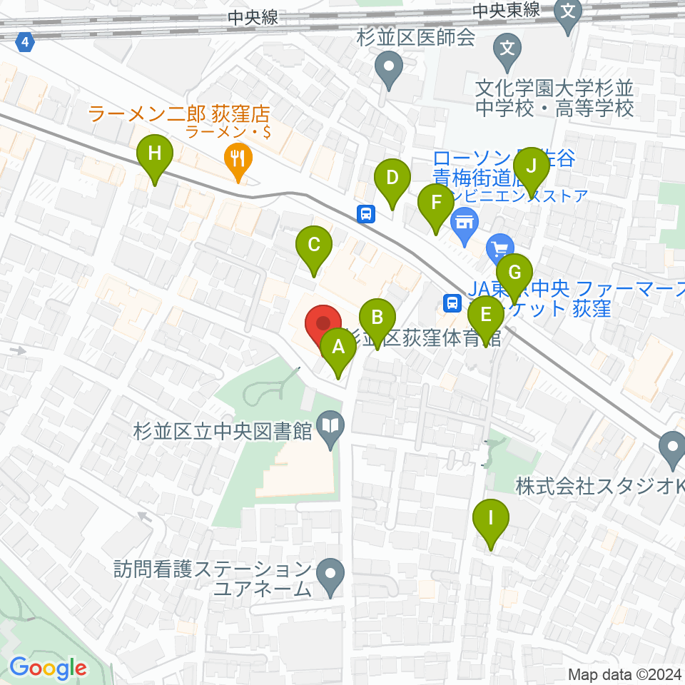 荻窪体育館周辺の駐車場・コインパーキング一覧地図