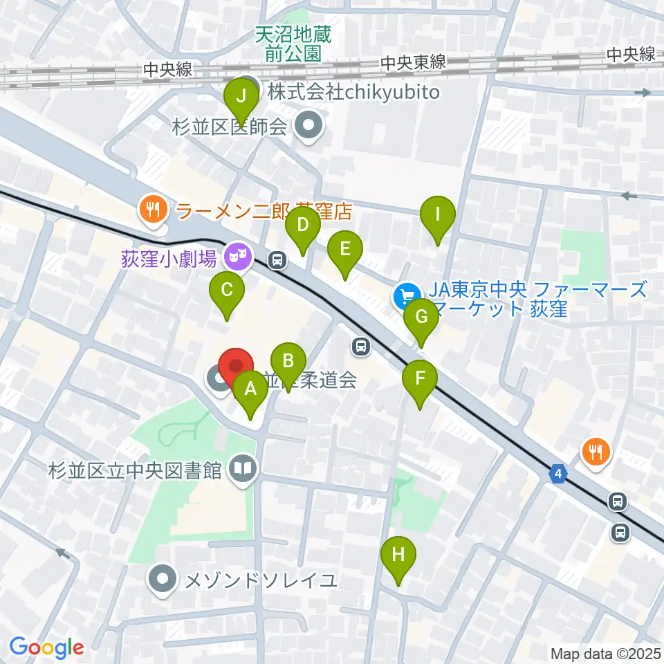 荻窪体育館周辺の駐車場・コインパーキング一覧地図