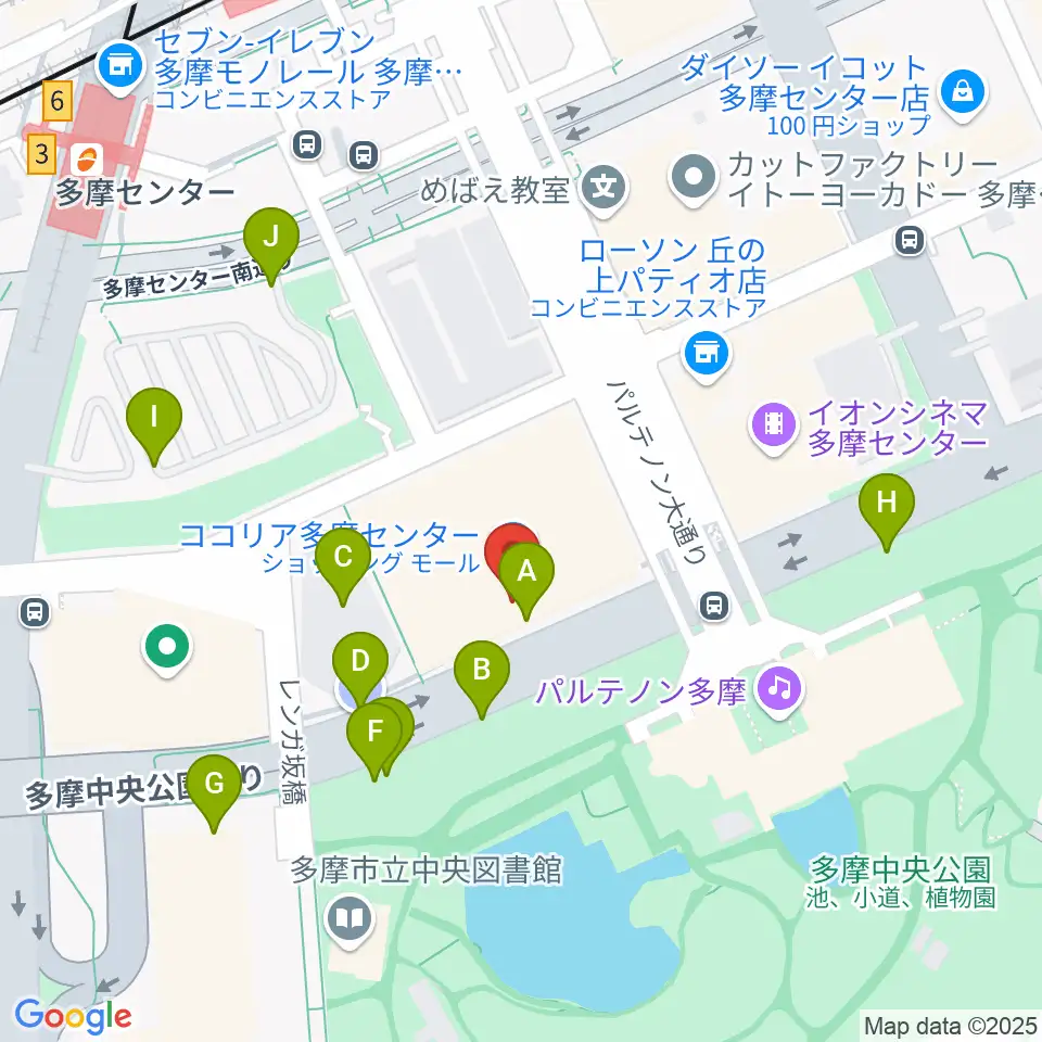 ココリア多摩センター ココリアホール周辺の駐車場・コインパーキング一覧地図