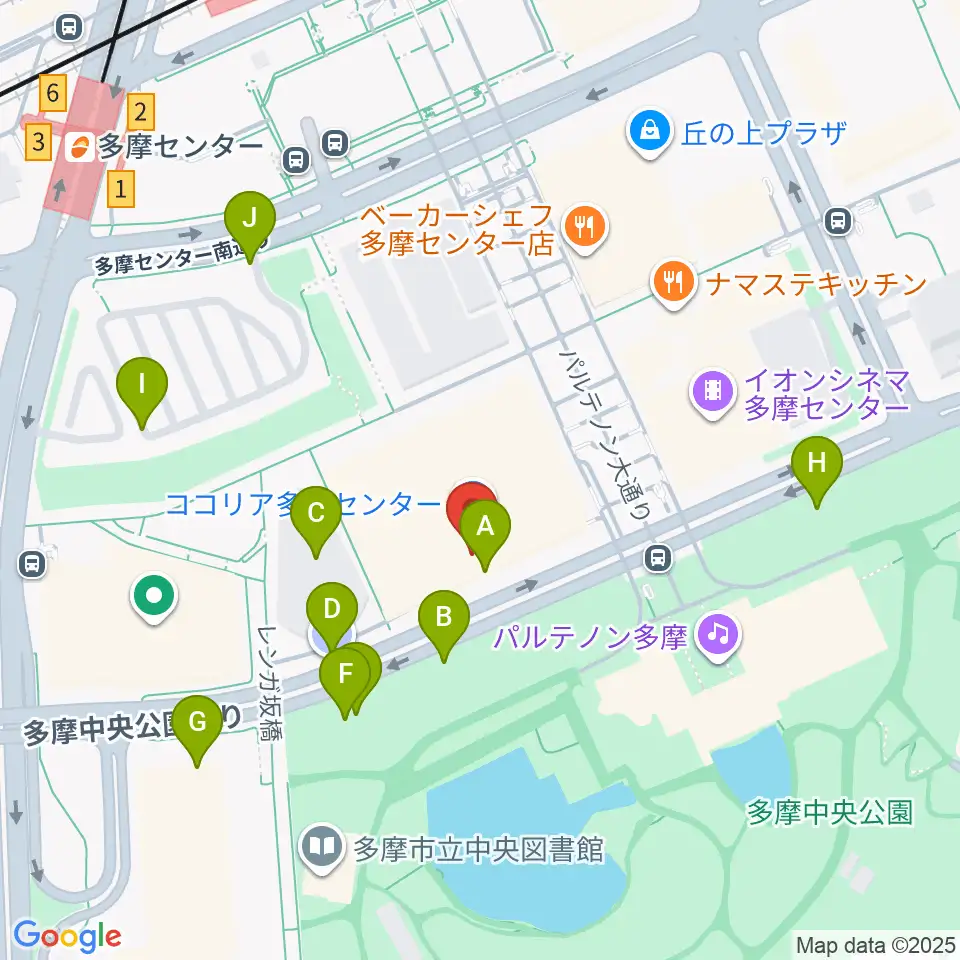 ココリア多摩センター ココリアホール周辺の駐車場・コインパーキング一覧地図