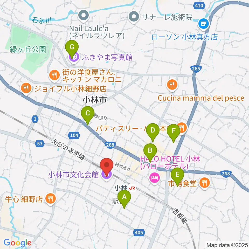 小林市文化会館周辺の駐車場・コインパーキング一覧地図