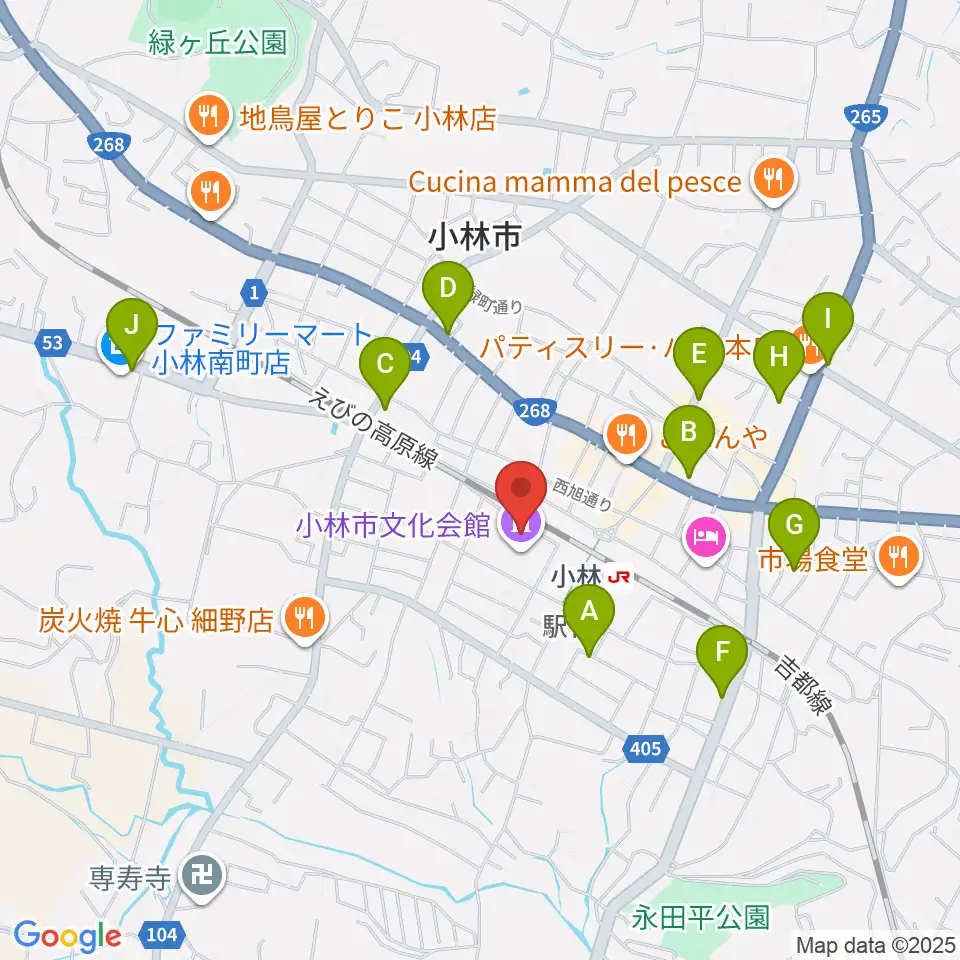小林市文化会館周辺の駐車場・コインパーキング一覧地図