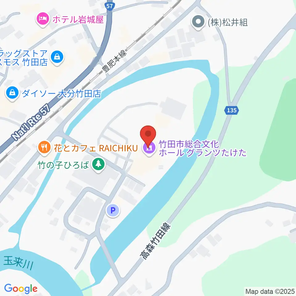 竹田市総合文化ホール グランツたけた周辺の駐車場・コインパーキング一覧地図