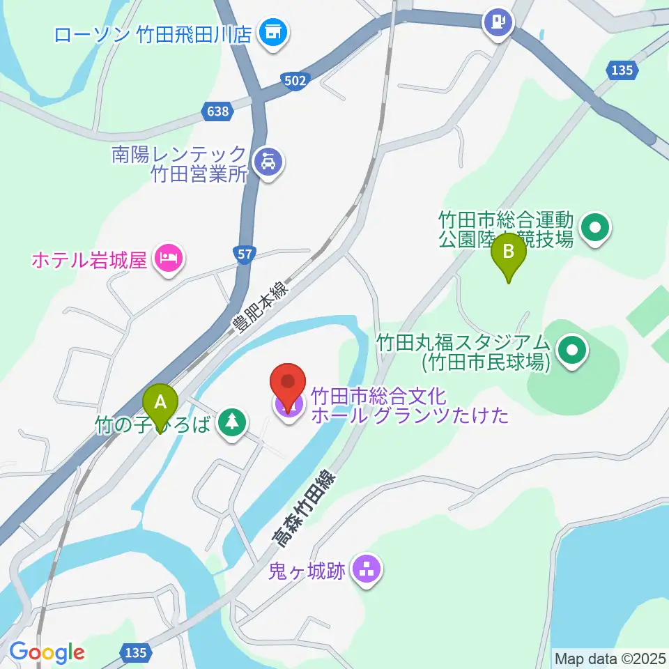 竹田市総合文化ホール グランツたけた周辺の駐車場・コインパーキング一覧地図