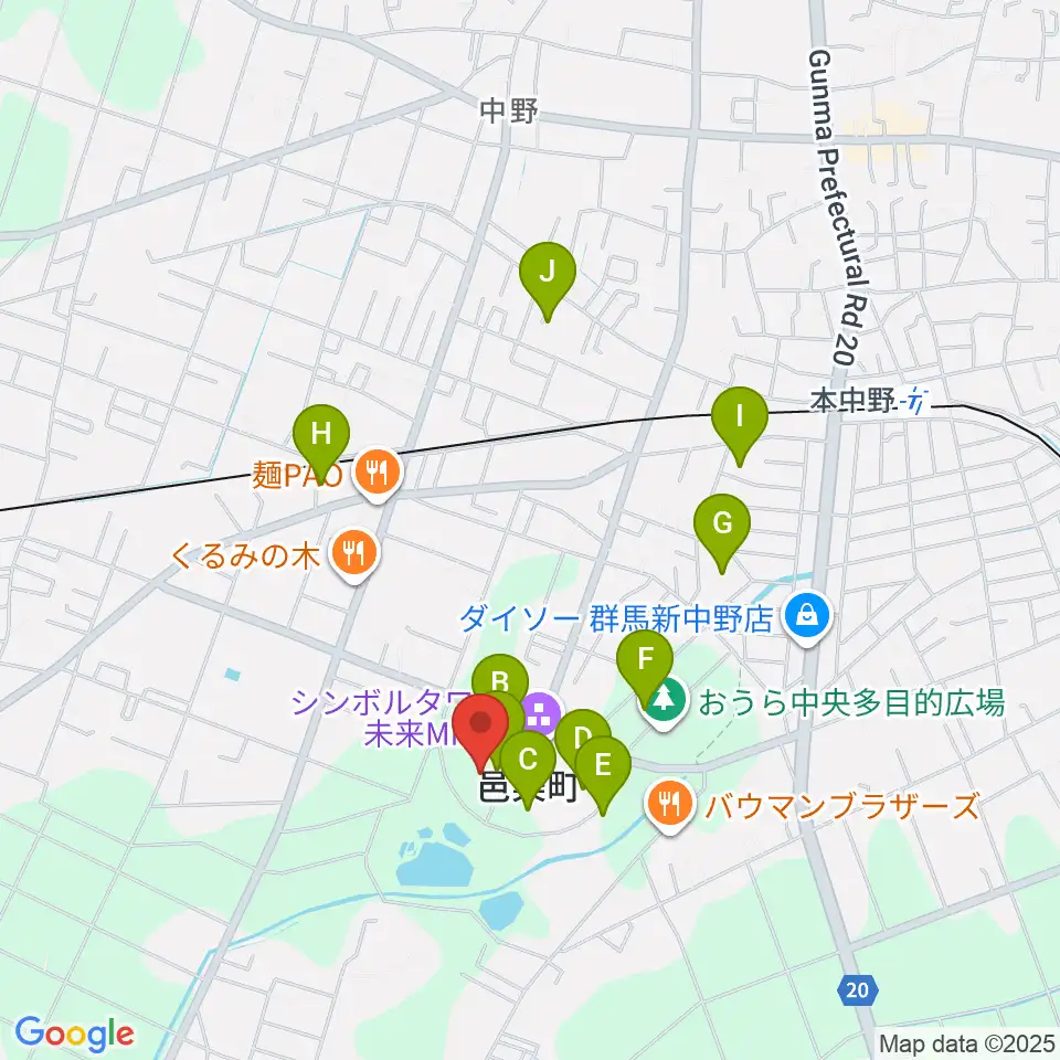 邑楽町中央公民館周辺の駐車場・コインパーキング一覧地図