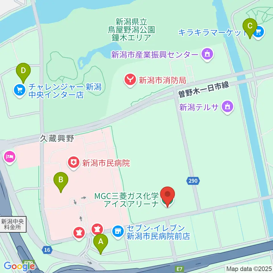MGC三菱ガス化学アイスアリーナ周辺の駐車場・コインパーキング一覧地図
