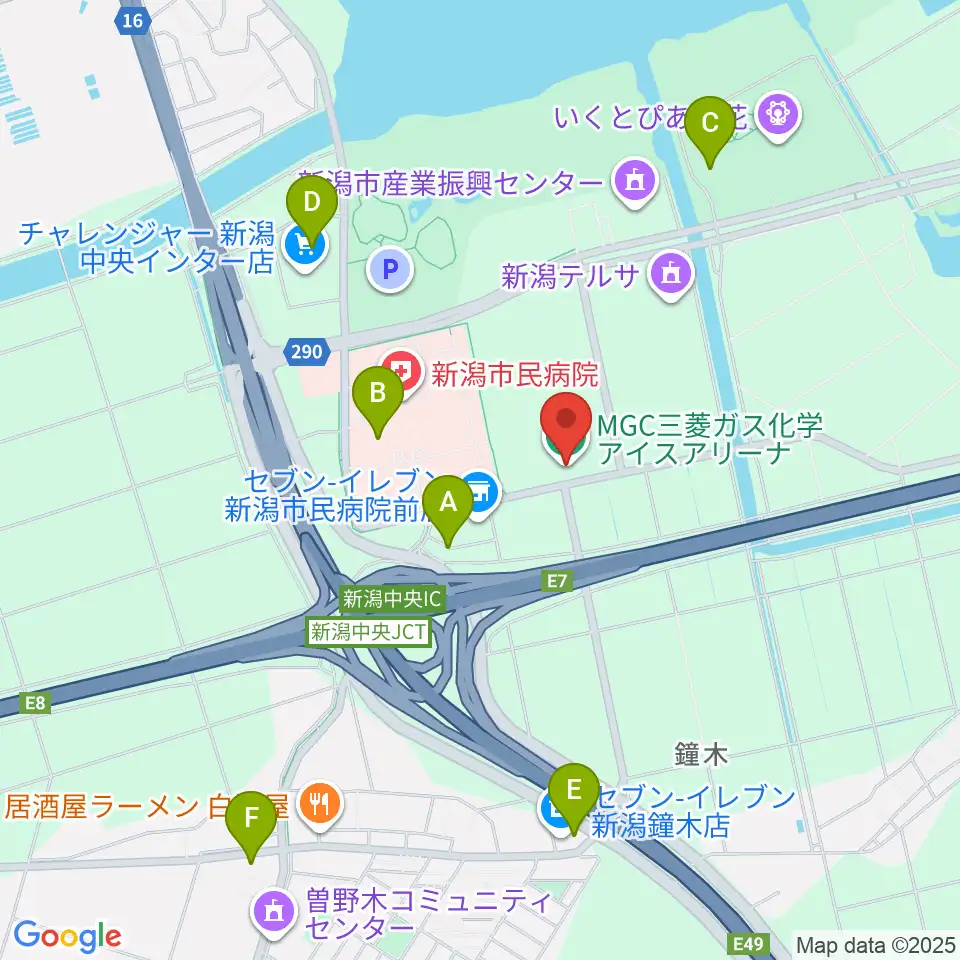 MGC三菱ガス化学アイスアリーナ周辺の駐車場・コインパーキング一覧地図