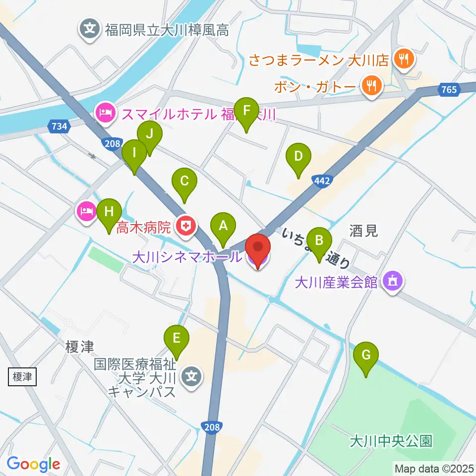 大川シネマホール周辺の駐車場・コインパーキング一覧地図