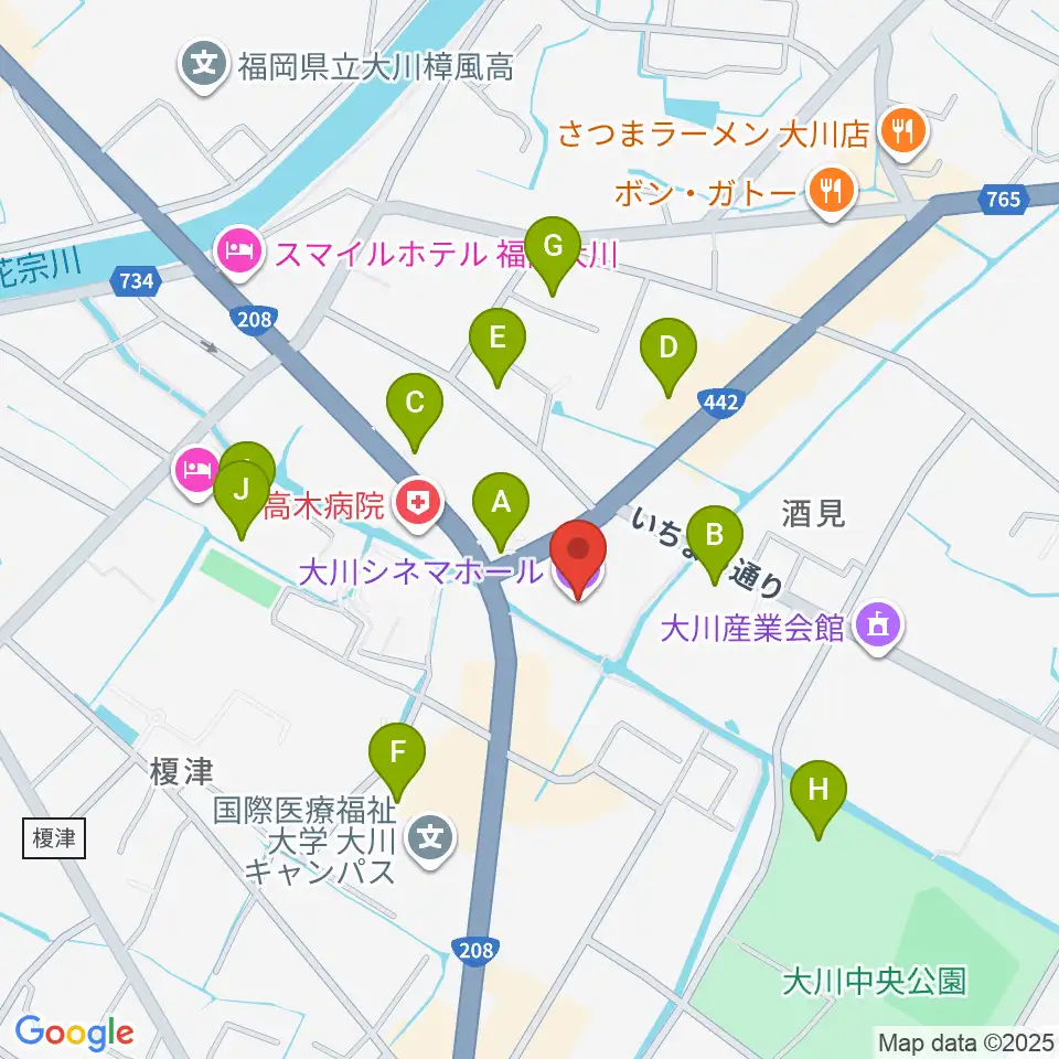 大川シネマホール周辺の駐車場・コインパーキング一覧地図