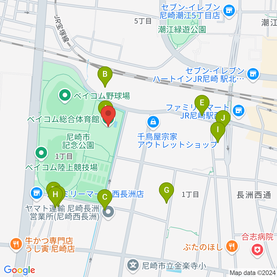 ベイコム総合体育館周辺の駐車場・コインパーキング一覧地図