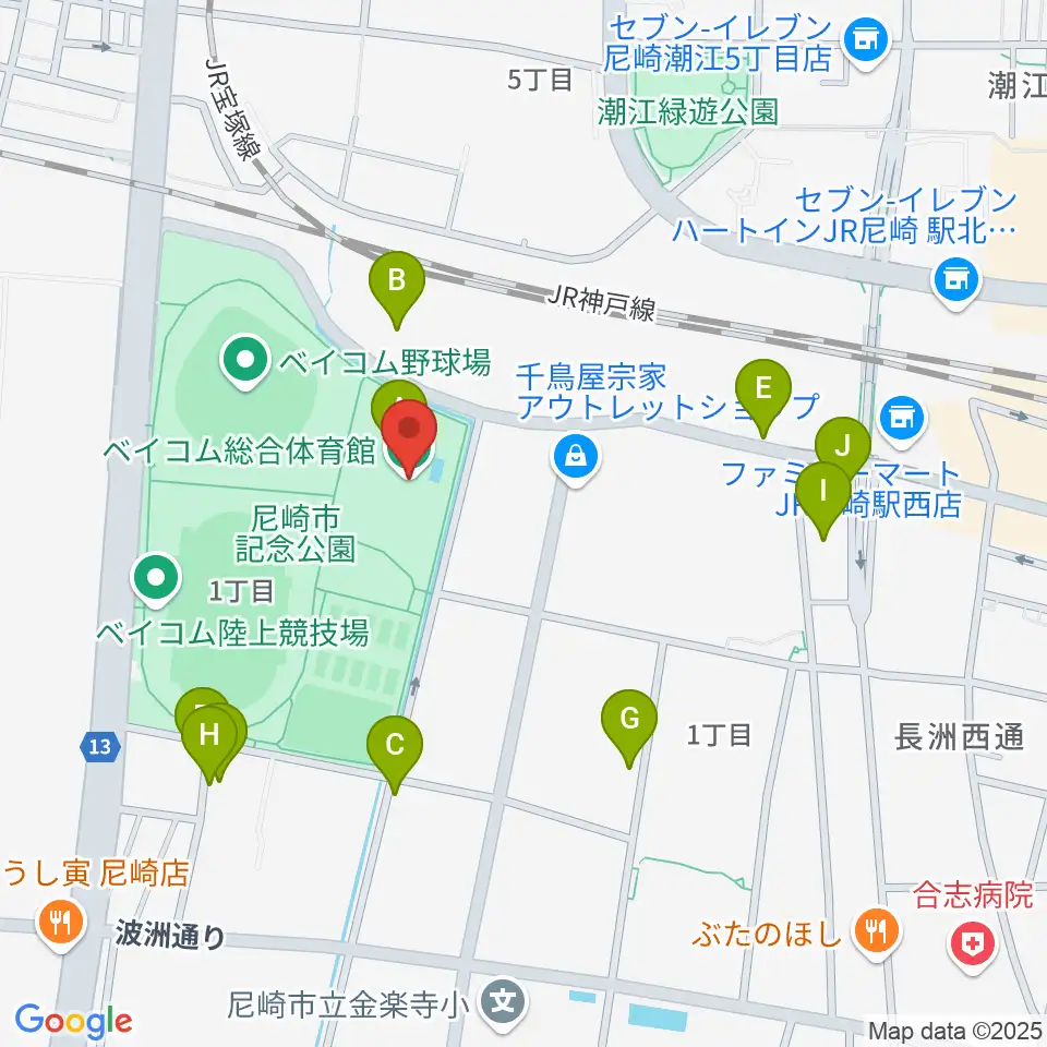 ベイコム総合体育館周辺の駐車場・コインパーキング一覧地図