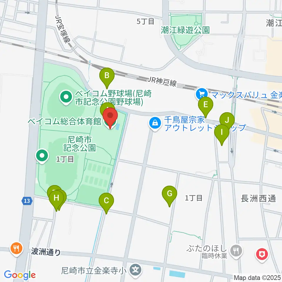 ベイコム総合体育館周辺の駐車場・コインパーキング一覧地図