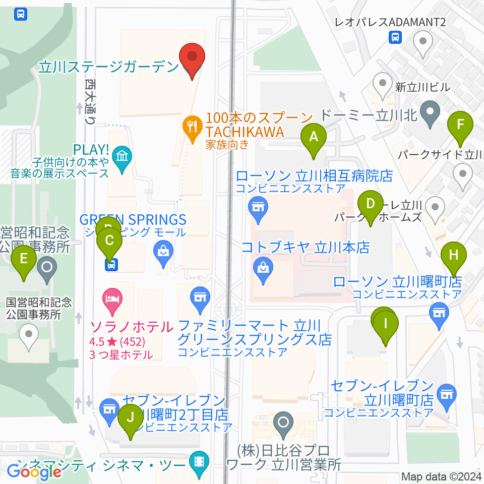 立川ステージガーデン周辺の駐車場・コインパーキング一覧地図