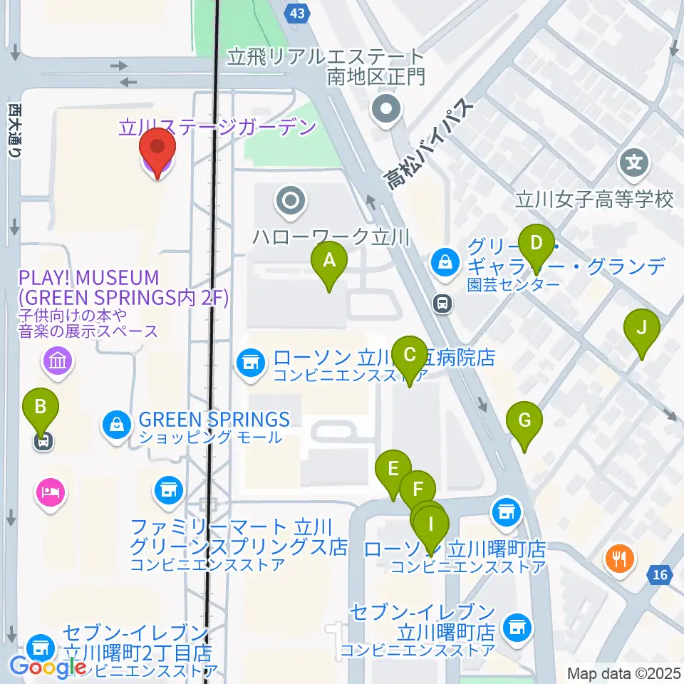 立川ステージガーデン周辺の駐車場・コインパーキング一覧地図