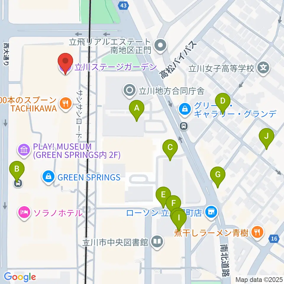 立川ステージガーデン周辺の駐車場・コインパーキング一覧地図