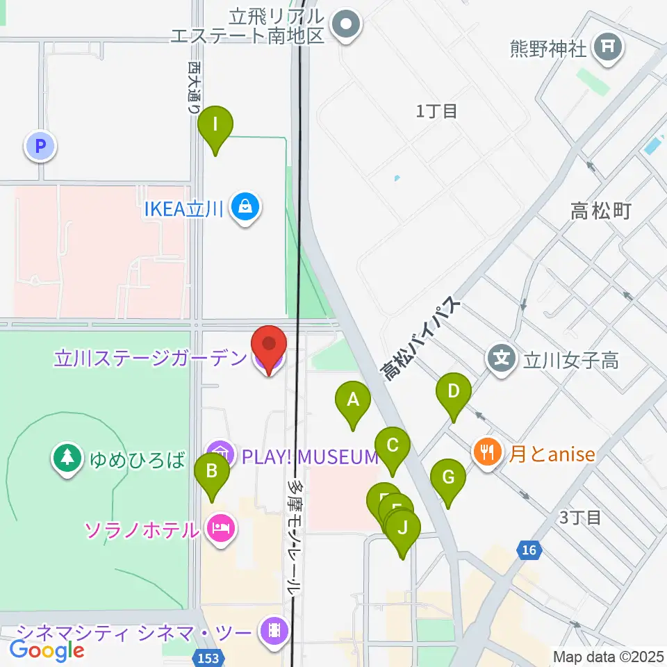 立川ステージガーデン周辺の駐車場・コインパーキング一覧地図