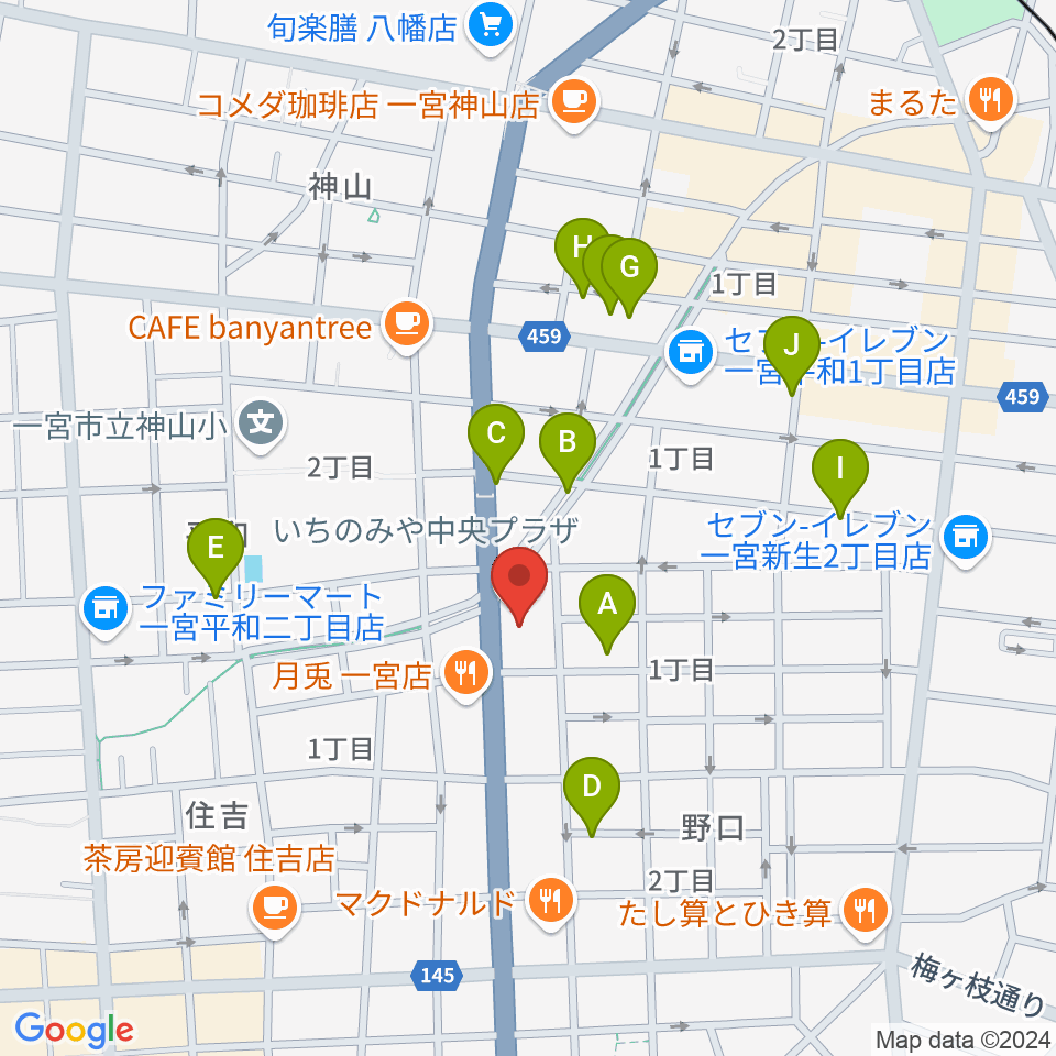 いちのみや中央プラザ体育館周辺の駐車場・コインパーキング一覧地図