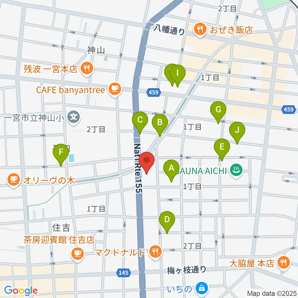 いちのみや中央プラザ体育館周辺の駐車場・コインパーキング一覧地図