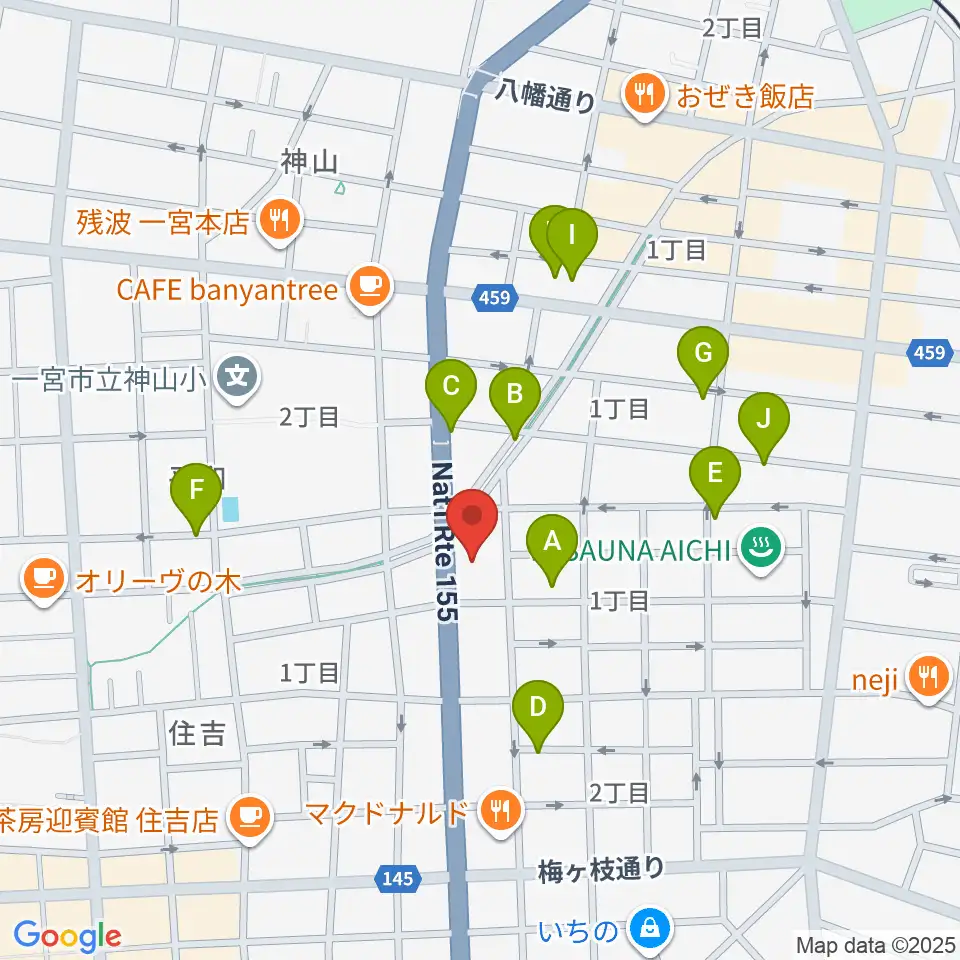 いちのみや中央プラザ体育館周辺の駐車場・コインパーキング一覧地図