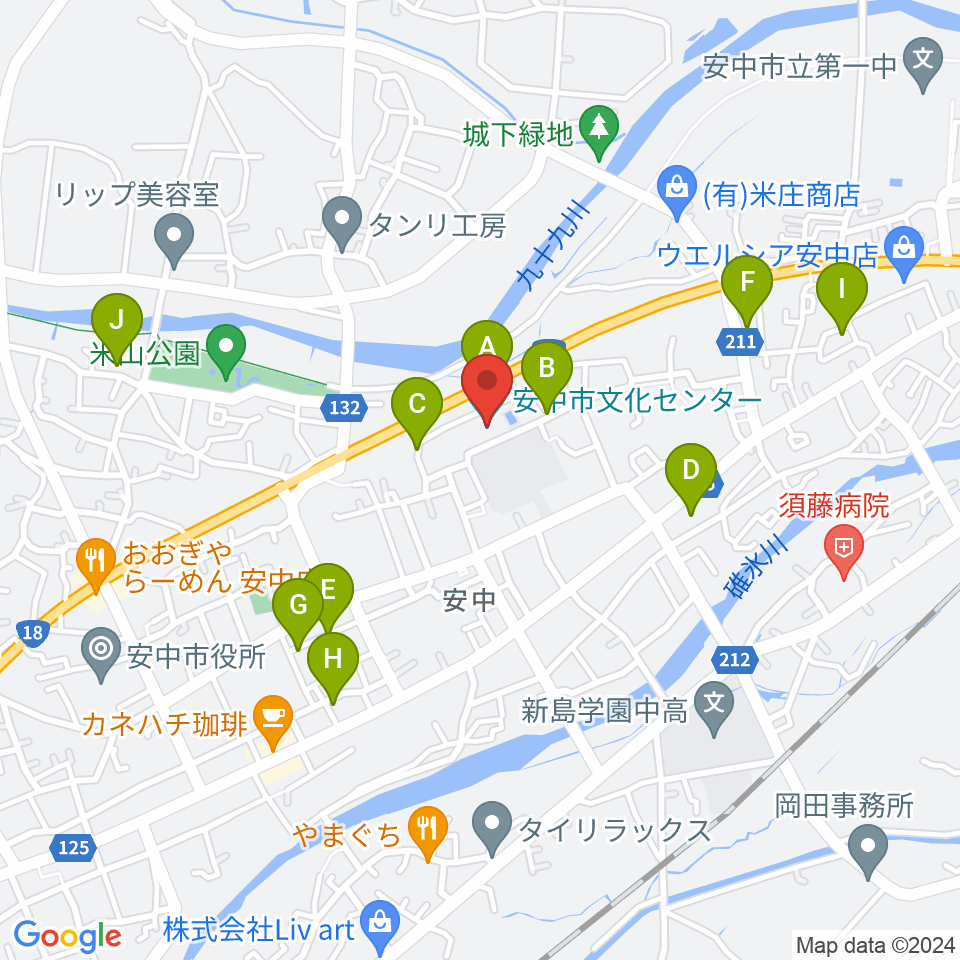 安中市文化センター周辺の駐車場・コインパーキング一覧地図