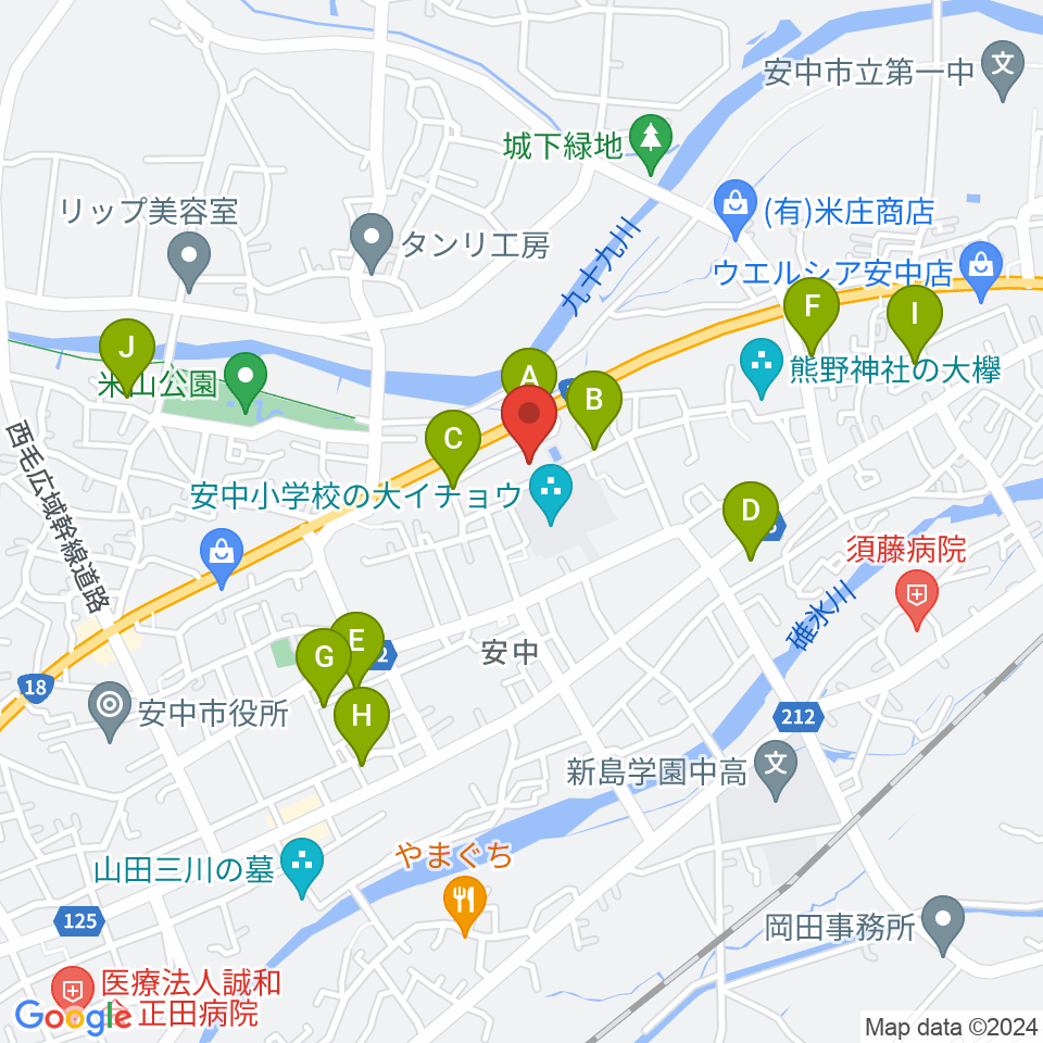 安中市文化センター周辺の駐車場・コインパーキング一覧地図