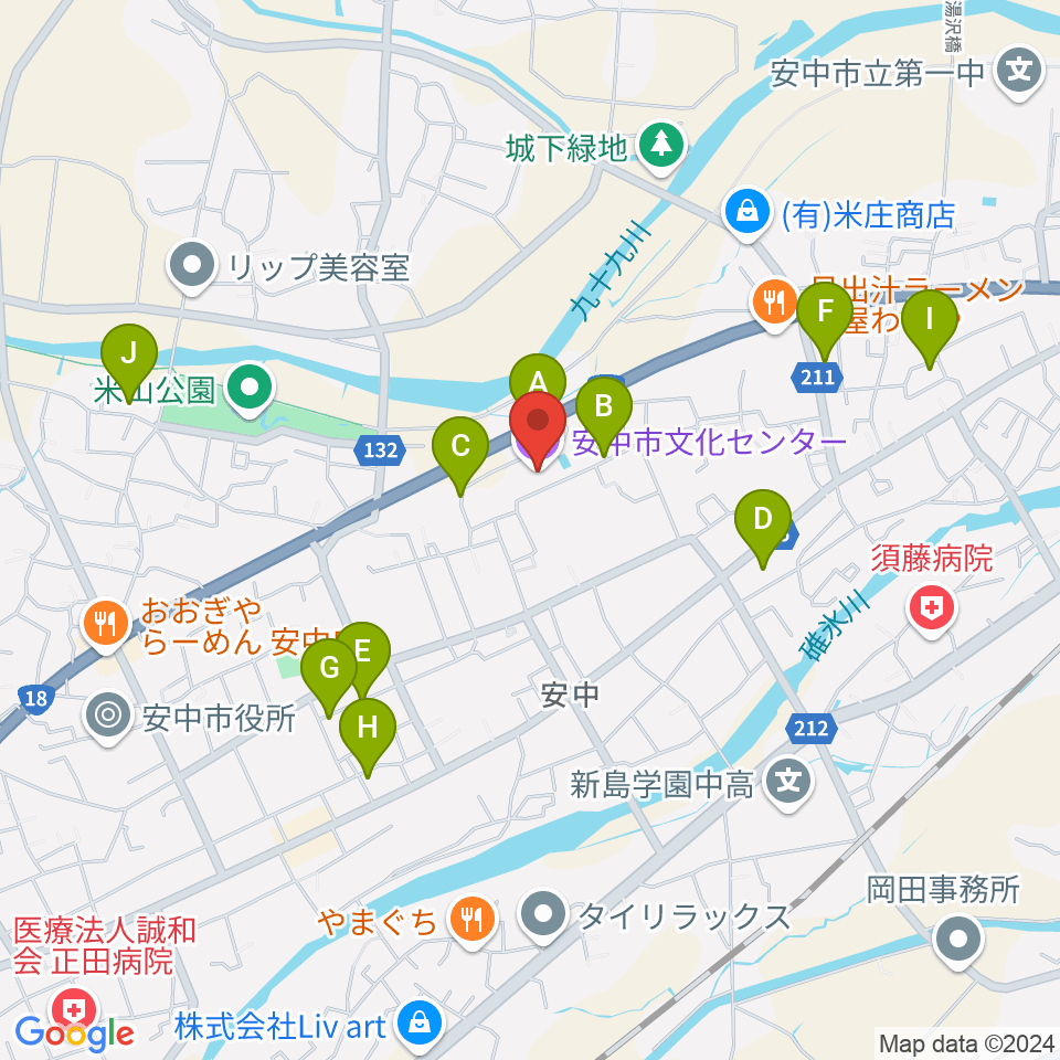 安中市文化センター周辺の駐車場・コインパーキング一覧地図