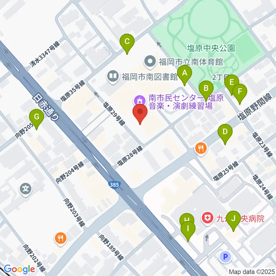 福岡市南市民センター周辺の駐車場・コインパーキング一覧地図