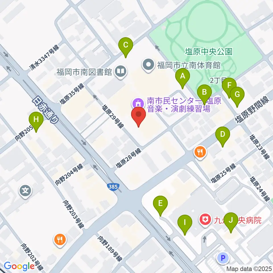 福岡市南市民センター周辺の駐車場・コインパーキング一覧地図