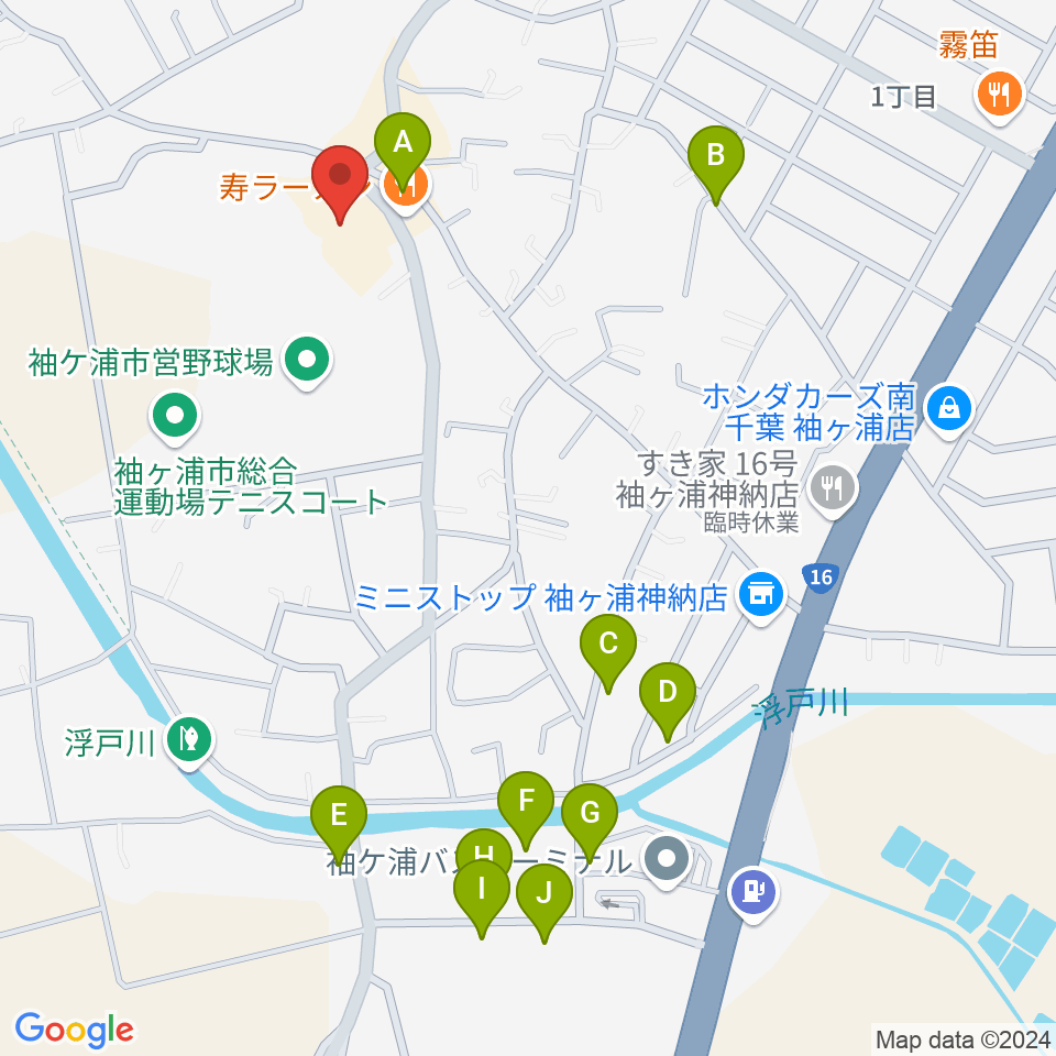 袖ヶ浦市民会館周辺の駐車場・コインパーキング一覧地図