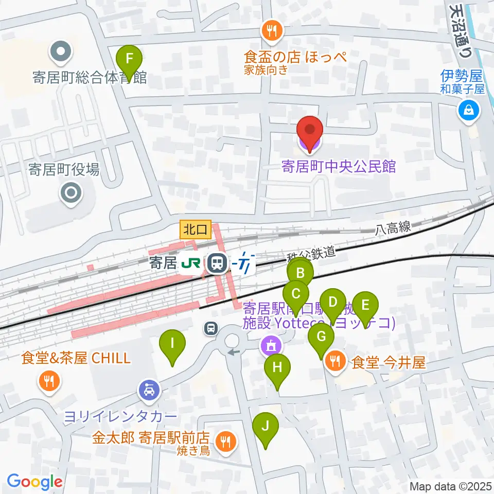 寄居町中央公民館周辺の駐車場・コインパーキング一覧地図