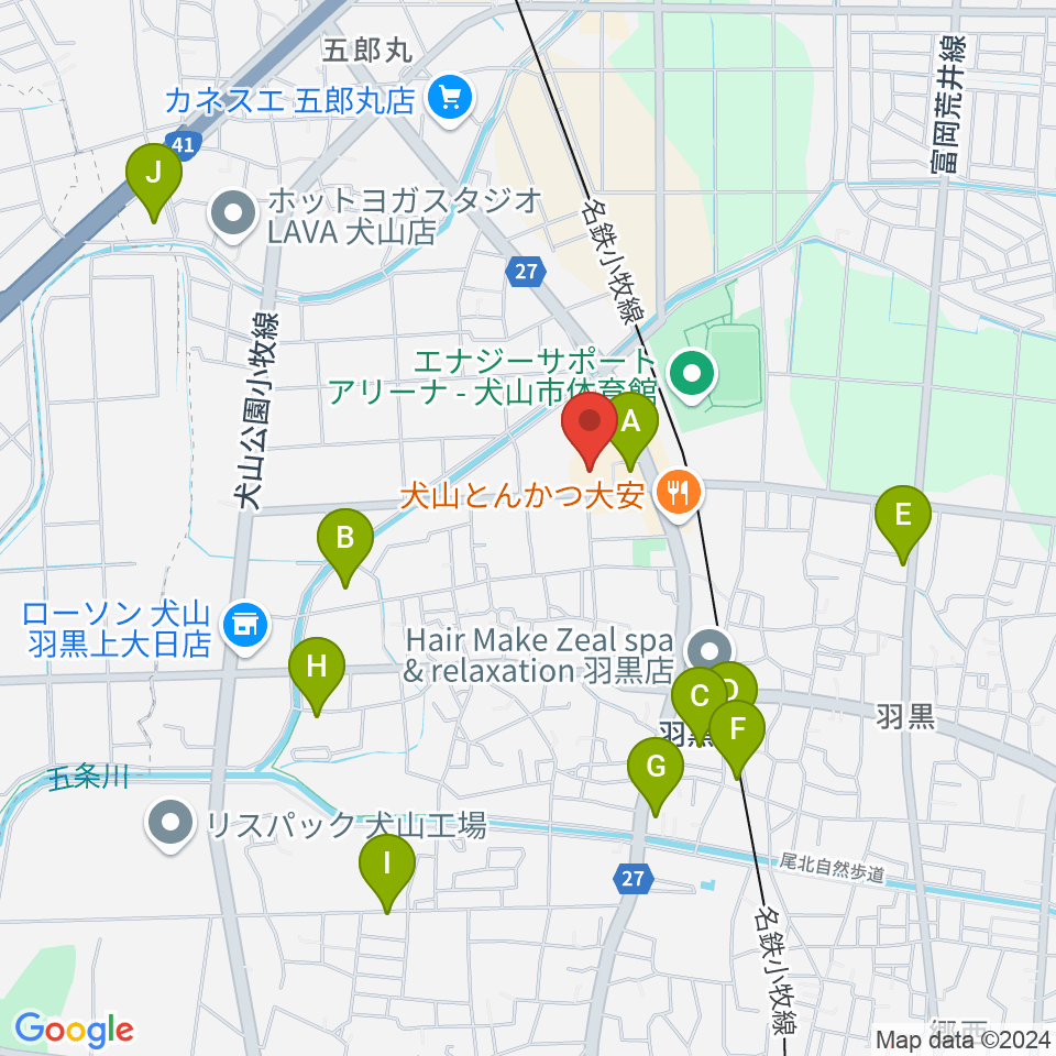 犬山市民文化会館周辺の駐車場・コインパーキング一覧地図