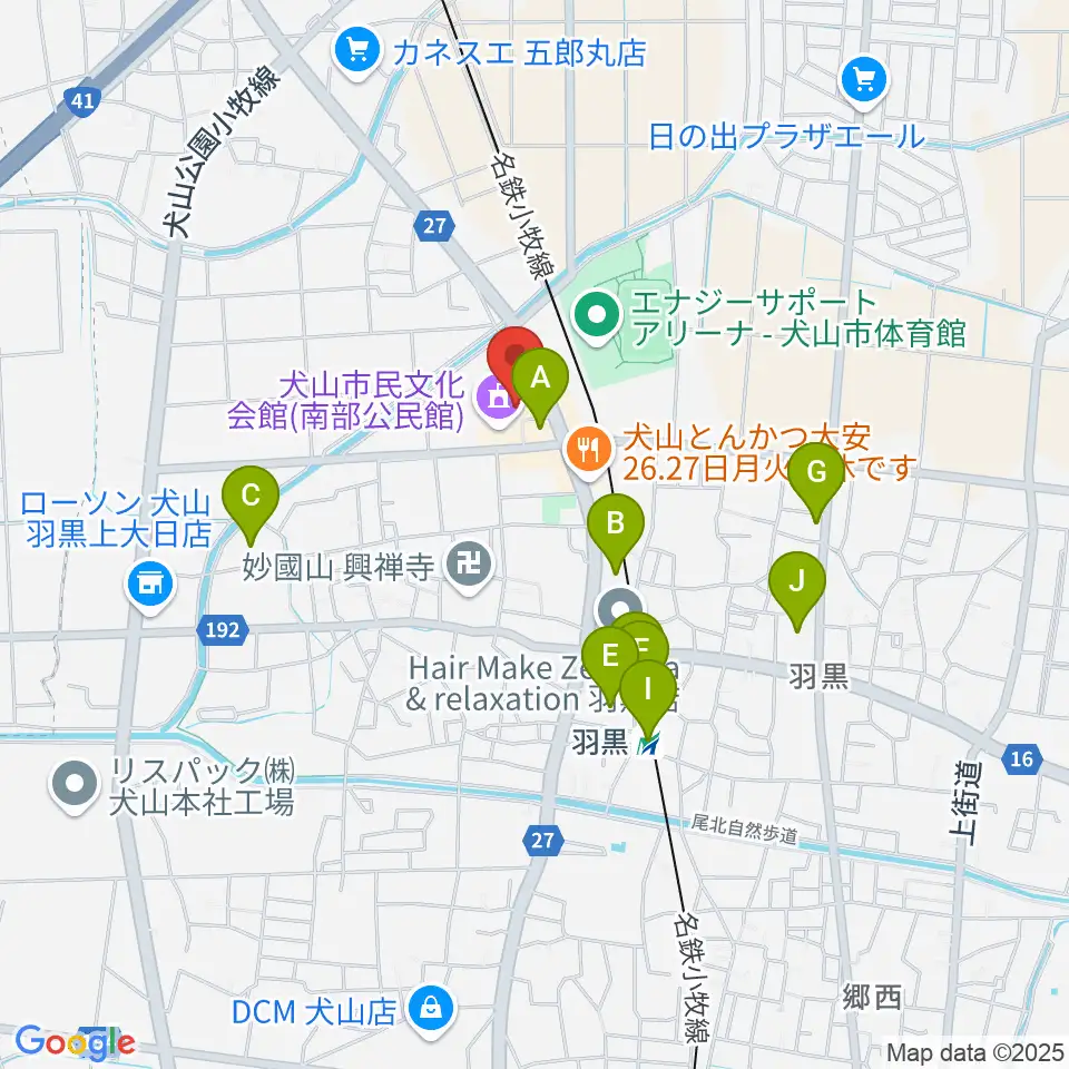 犬山市南部公民館周辺の駐車場・コインパーキング一覧地図