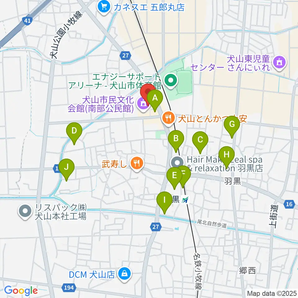 犬山市南部公民館周辺の駐車場・コインパーキング一覧地図