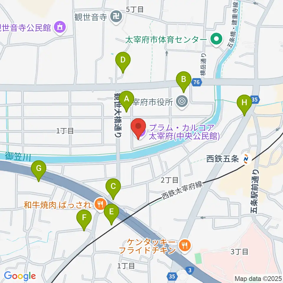 プラム・カルコア太宰府周辺の駐車場・コインパーキング一覧地図
