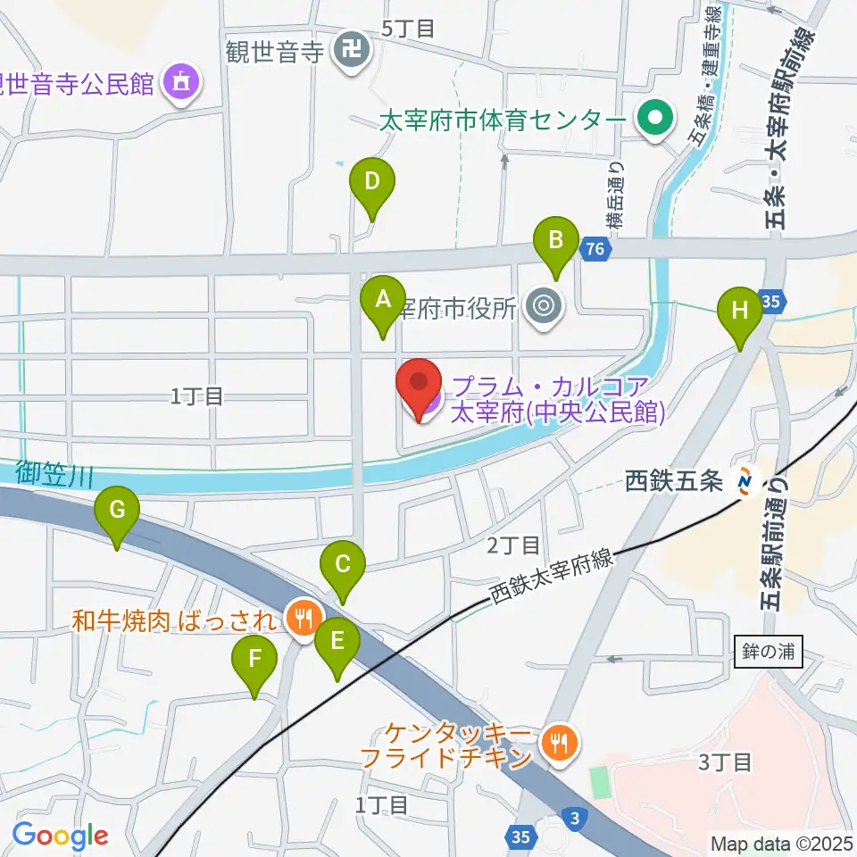 プラム・カルコア太宰府周辺の駐車場・コインパーキング一覧地図