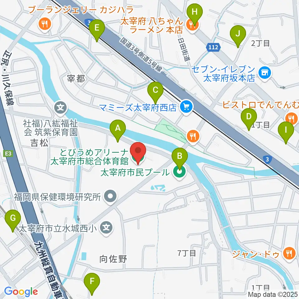 とびうめアリーナ 太宰府市総合体育館周辺の駐車場・コインパーキング一覧地図