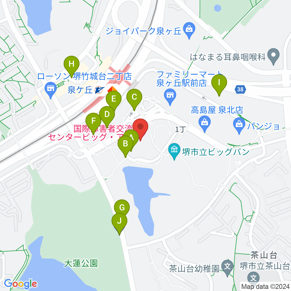 ビッグ・アイ（国際障害者交流センター）周辺の駐車場・コインパーキング一覧地図
