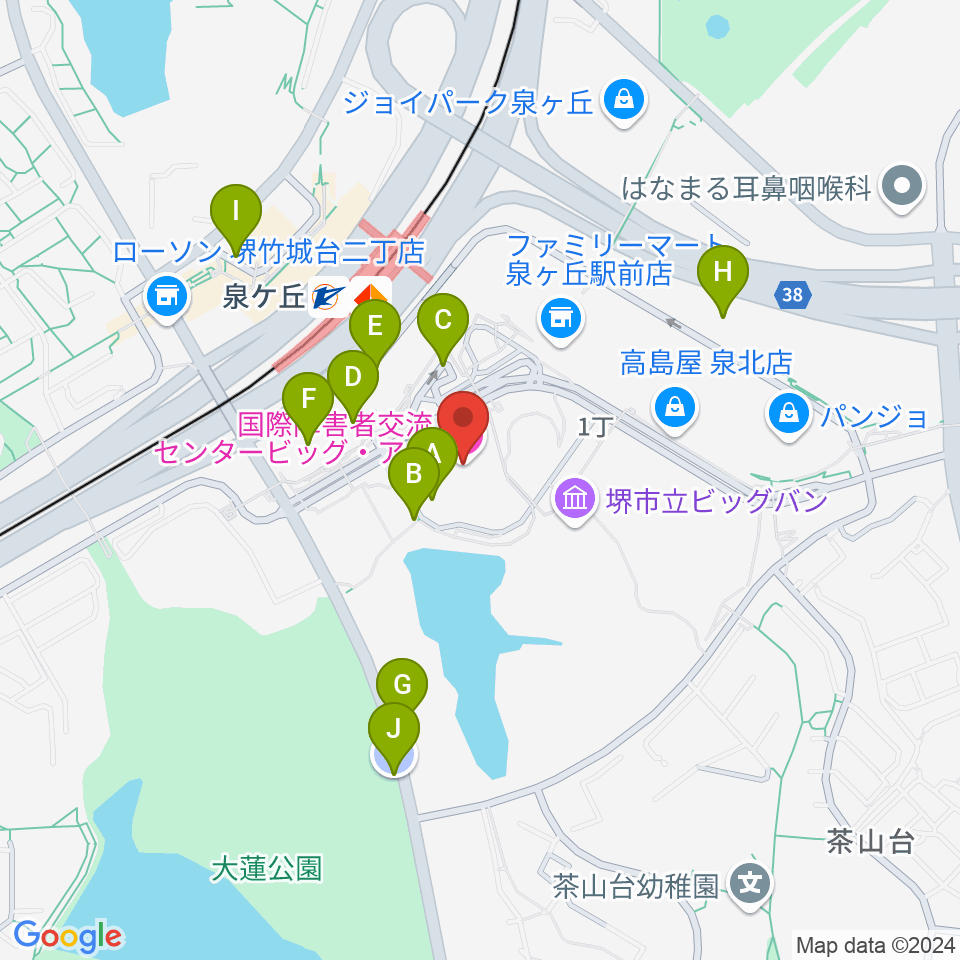 ビッグ・アイ（国際障害者交流センター）周辺の駐車場・コインパーキング一覧地図