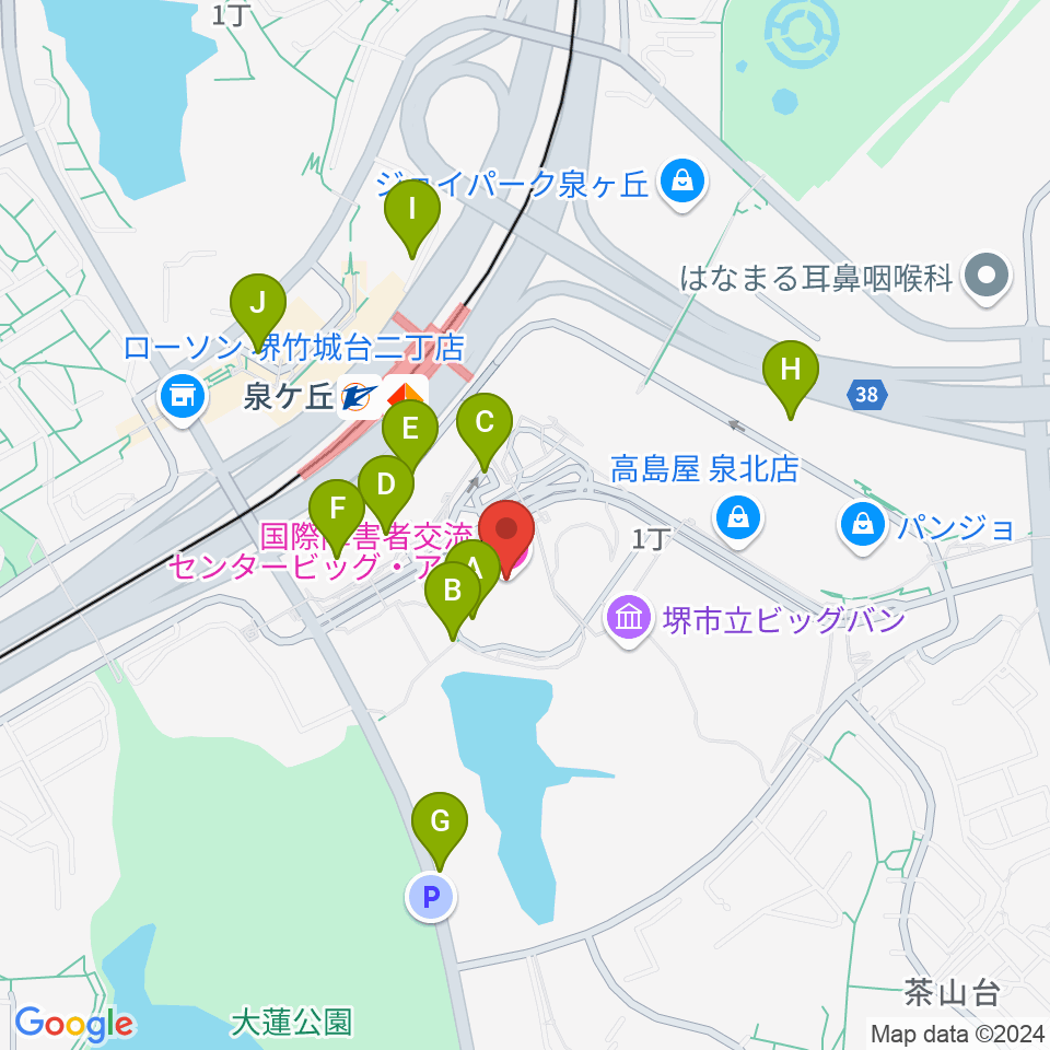 ビッグ・アイ 国際障害者交流センター周辺の駐車場・コインパーキング一覧地図