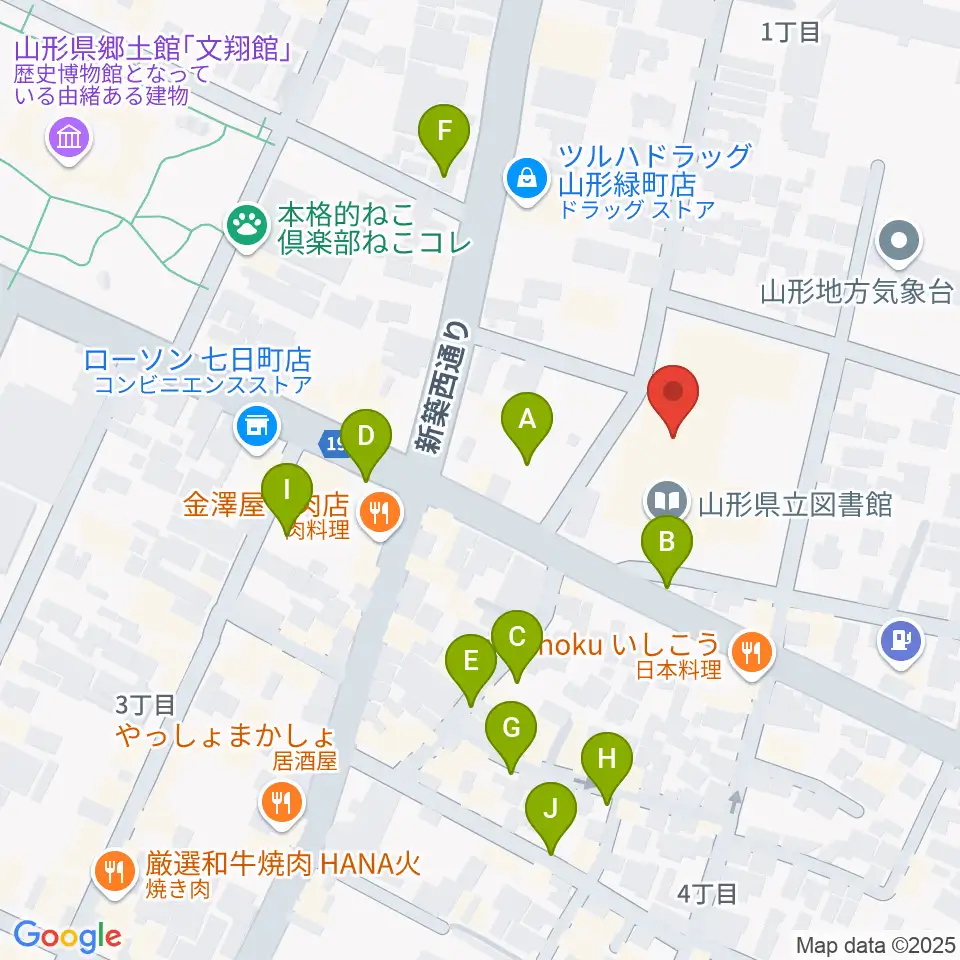山形県生涯学習センター遊学館周辺の駐車場・コインパーキング一覧地図