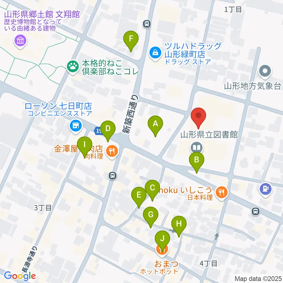 山形県生涯学習センター遊学館周辺の駐車場・コインパーキング一覧地図